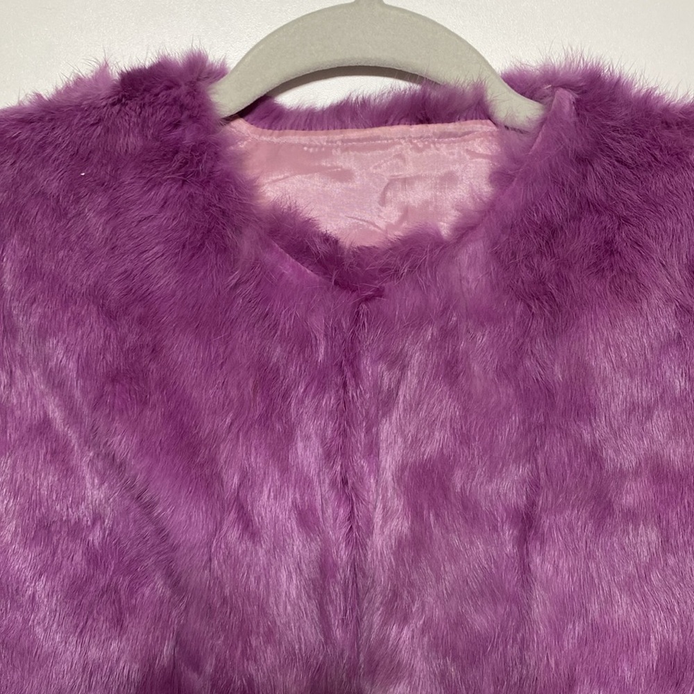 Purple Rabbit Fur Vest - Picture 4 of 11